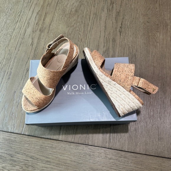Vionic Brooke Cork Slingback Espadrille Wedge Sandal Size 6 - Picture 3 of 12